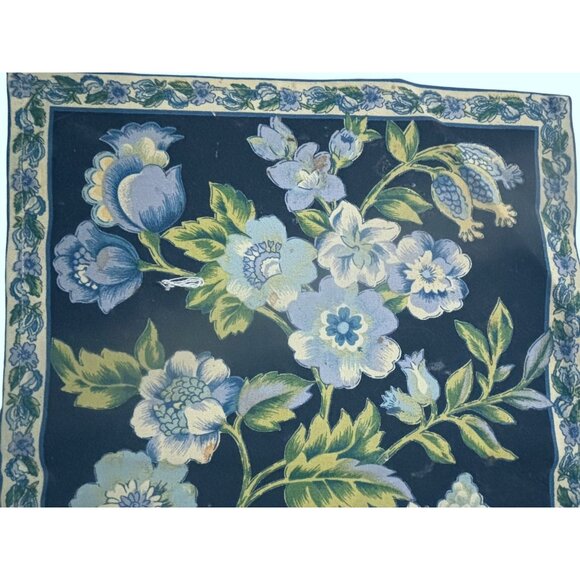 VTG April Cornell Floral Table Runner Plus 2 Place Mats W Navy Blue & Green Patt - Picture 6 of 16